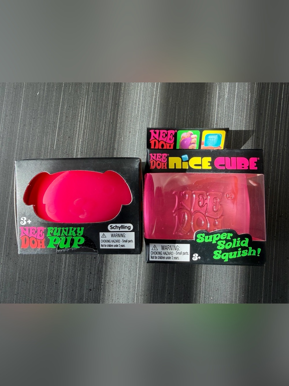 Needoh Pink Bundle - Set of 2 (Funky Pup & Nice Cube)